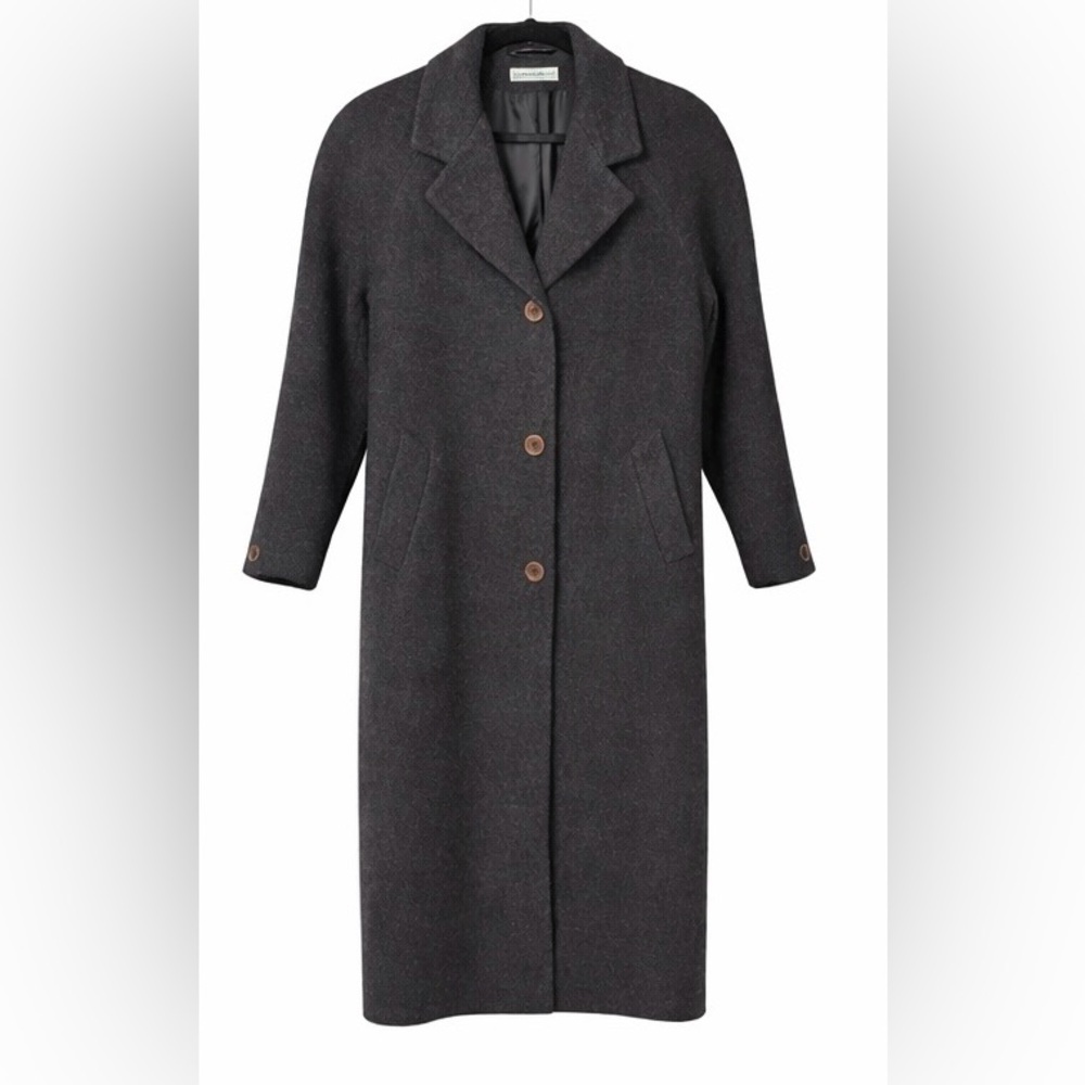 Vintage 90s Stephanie Andrews Charcoal Wool Overcoat Size 8